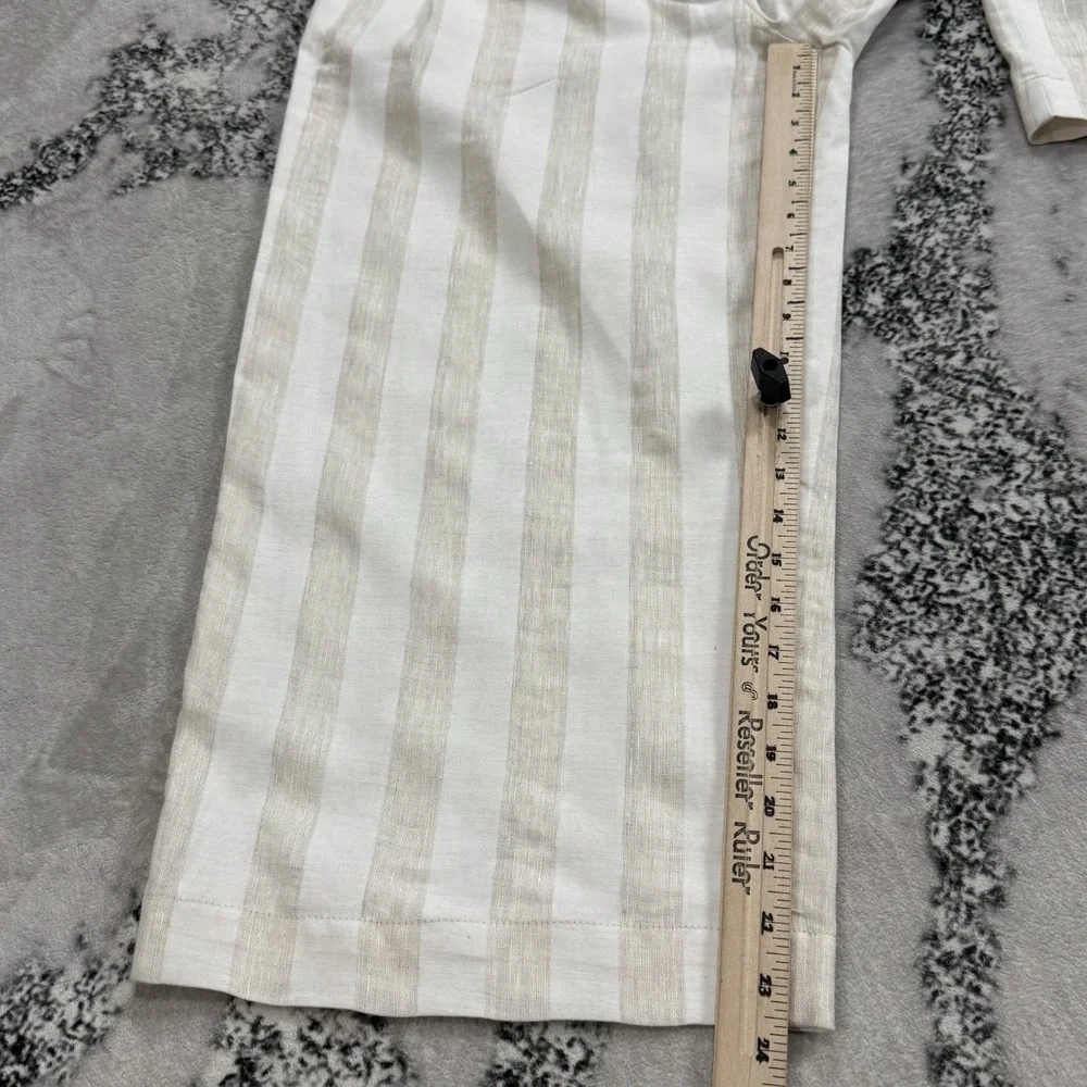 Who What Wear Linen Blend Pants Women 8 Wide Leg Cropped Striped Beige High Rise - Picture 9 of 14